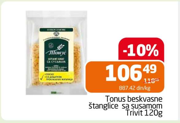 Tonus beskvasne štanglice sa susamom Trivit 120g