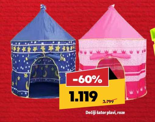 Dečiji šator plavi, roze