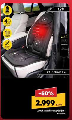 Jastuk za sedište sa grejanjem i masažom