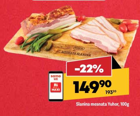 Slanina mesnata Yuhor, 100g