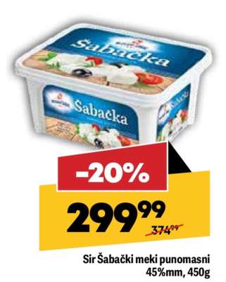 Sir Šabački meki punomasni 45%mm, 450g
