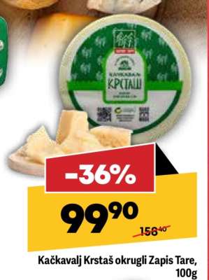 Kačkavalj Krstaš okrugli Zapis Tare, 100g