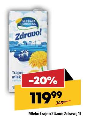 Mleko trajno 2%mm Zdravo, 1l