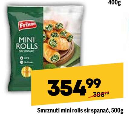 Smrznuti mini rolls sir spanać, 500g