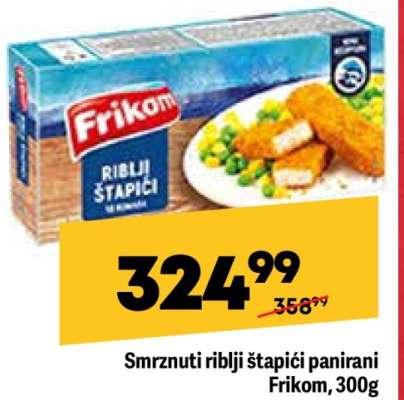 Smrznuti riblji štapici panirani Frikom , 300g