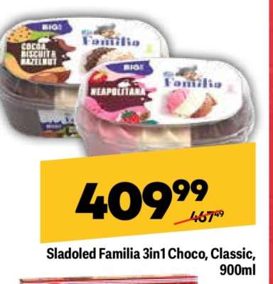 Sladoled Familia 3in1 Choco, Classic, 900ml