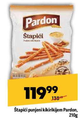 Štapići punjeni kikirikijem Pardon , 210g