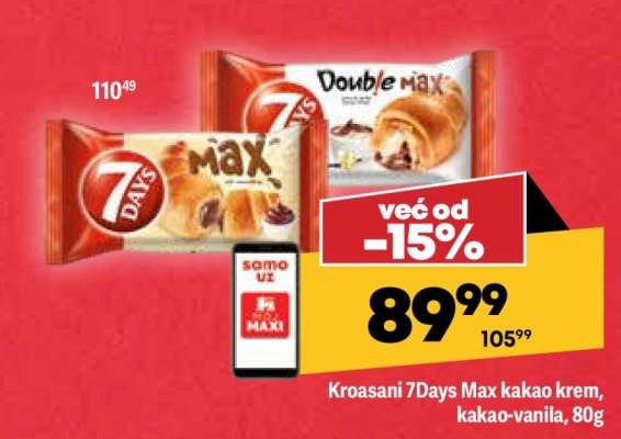 Kroasani 7Days Max kakao krem, kakao-vanila, 80g