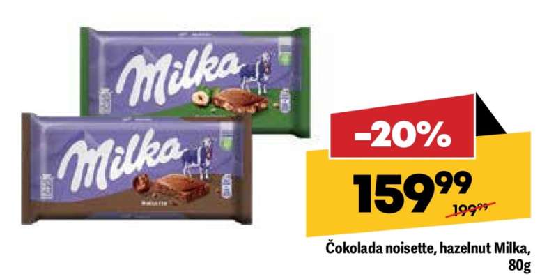 Čokolada noisette, hazelnut Milka, 80g