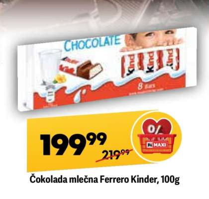 Čokolada mlečna Ferrero Kinder 100g