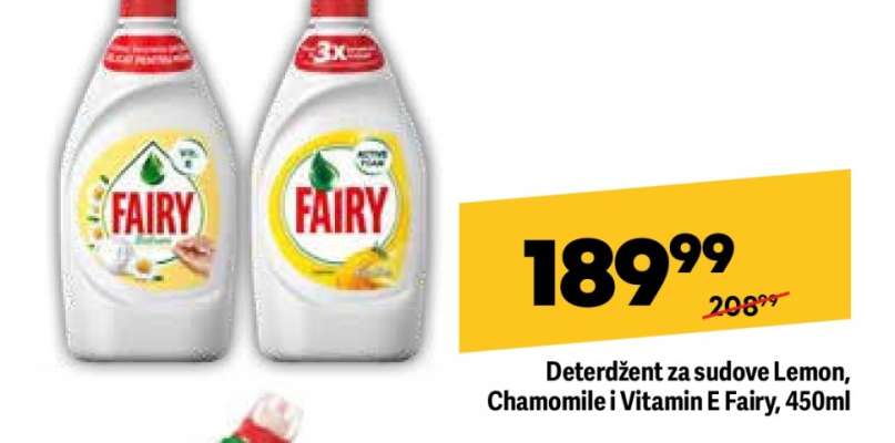 Deterdžent za sudove Lemon, Chamomile i Vitamin E Fairy, 450ml