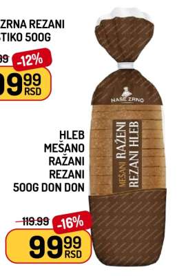 Hleb mešano ražani rezani 500g Don Don