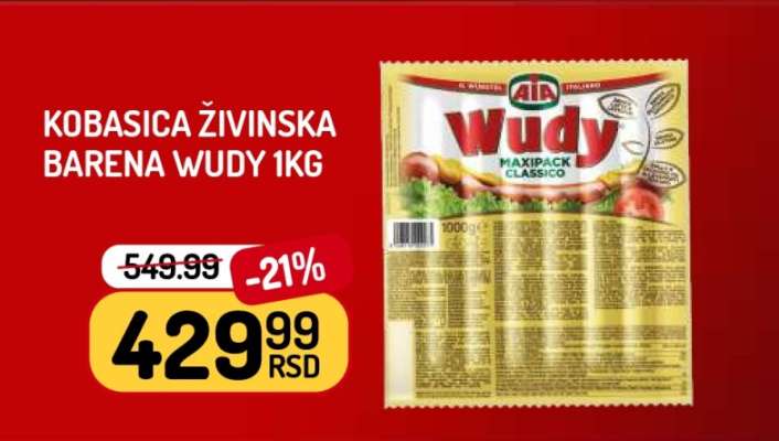 Kobasica živinska barena Wudy 1kg