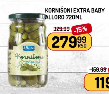Kornišoni Extra Baby Alloro 720ml