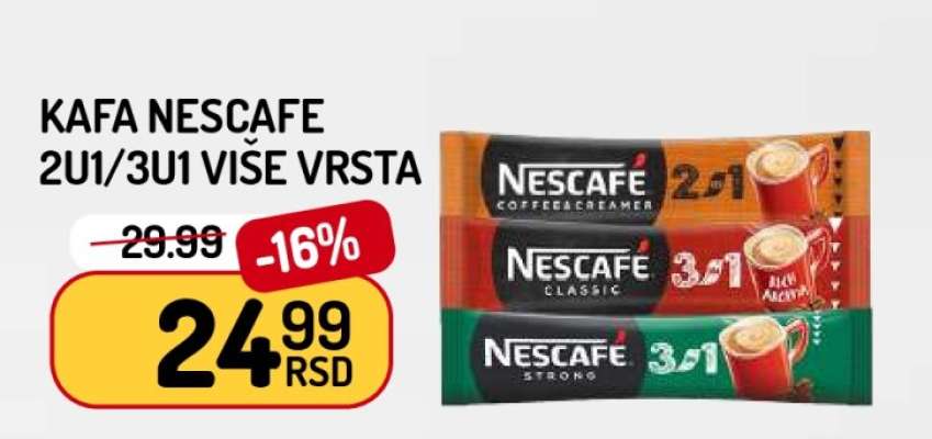 Kafa Nescafe 2u1, 3u1 više vrsta