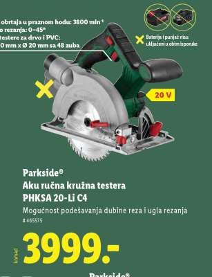 Parkside Aku ručna kružna testera