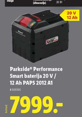 Parkside Performance Smart baterija 20 V / 12 Ah PAPS 2012 A1