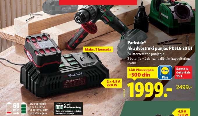 PARKSIDE Aku dvostruki punjač PDSLG 20 B1