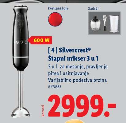 Silvercrest Štapni mikser 3 u 1