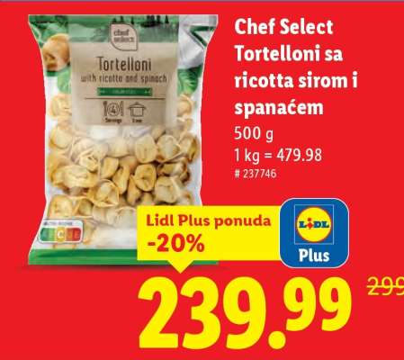 Chef Select Tortelloni sa ricotta sirom i spanaćem