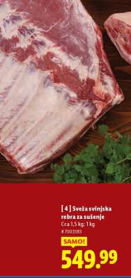 Sveža svinjska rebra za sušenje