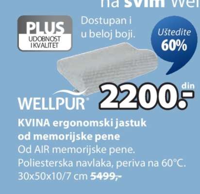 WELLPUR KVINA ergonomski jastuk od memorijske pene