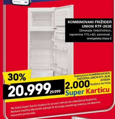 KOMBINOVANI FRIŽIDER UNION RTF-263E