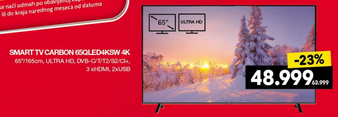 SMART TV CARBON 65QLED4KSW 4K