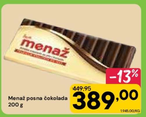 Menaž posna čokolada