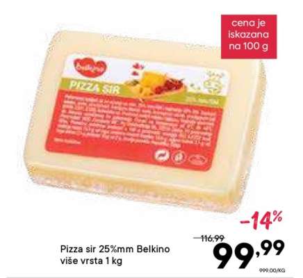 Pizza sir 25%mm Belkino više vrsta 1 kg
