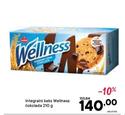 Integralni keks Wellness čokolada 210 g