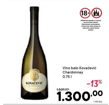 Vino belo Kovačević Chardonnay