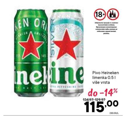 Pivo Heineken limenka 0.5 l