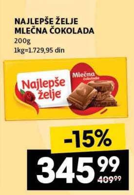 NAJLEPŠE ŽELJE MLEČNA ČOKOLADA