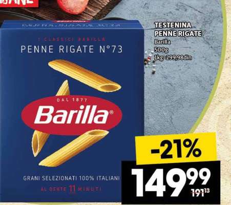 Testenina Penne Rigate