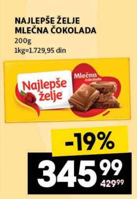 NAJLEPŠE ŽELJE MLEČNA ČOKOLADA