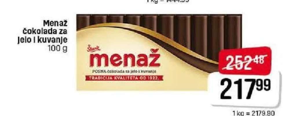 Menaž čokolada za jelo i kuvanje