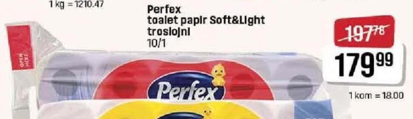 Perfex toalet papir soft&light troslojni 10/1