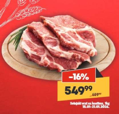 Svinjski vrat sa kostima, 1kg