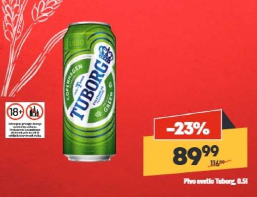 Pivo světlé Tuborg, 0,5l