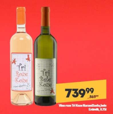 Vino roze Tri Koze Narandžaste, belo