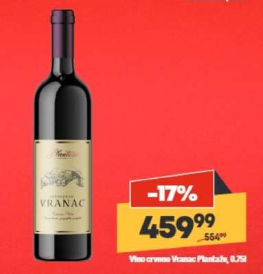 Vino crveno Vranac Plantaže 0.75l