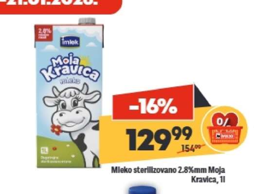 Mleko sterilizovano 2.8 mm Moja kravica 1L