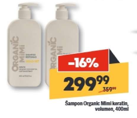 Šampon Organic Mimi keratin, volumen, 400ml