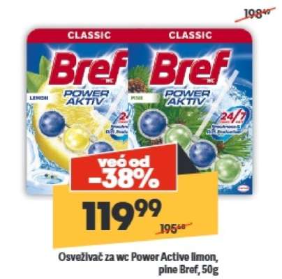 Osvěživač za wc Power Active limon, pine Bref, 50g
