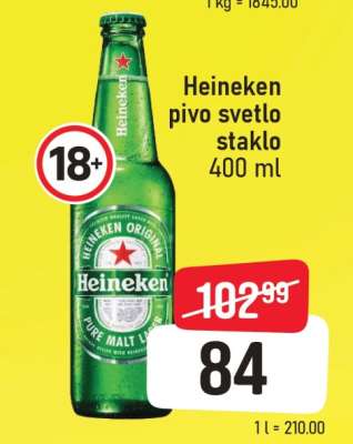 Heineken pivo svetlo staklo 400 ml