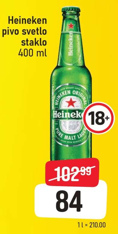 Heineken pivo svetlo staklo 400 ml