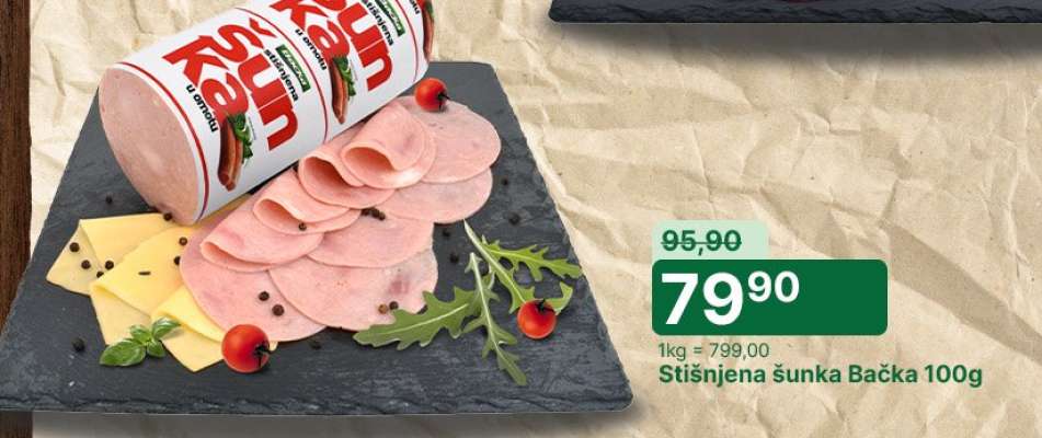 Stisnjena šunka Bačka 100g