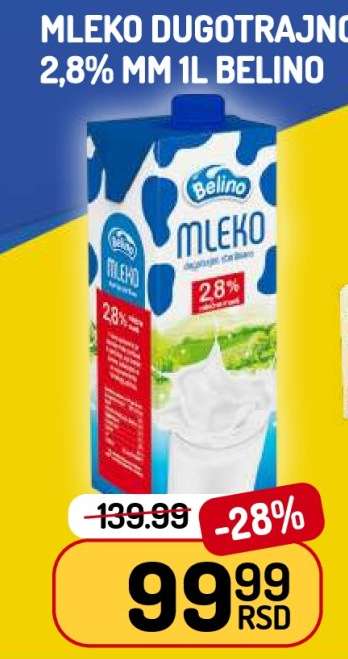 MLEKO DUGOTRAJNO 2,8% MM 1l BELINO