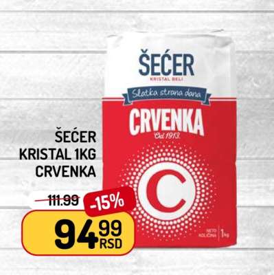 ŠEĆER KRISTAL 1kg CRVENKA